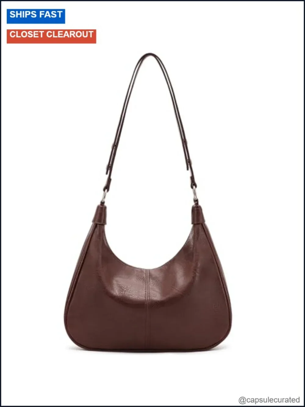 Foldable Vegan Leather Hobo Bag Shoulder Crossbody Purse
